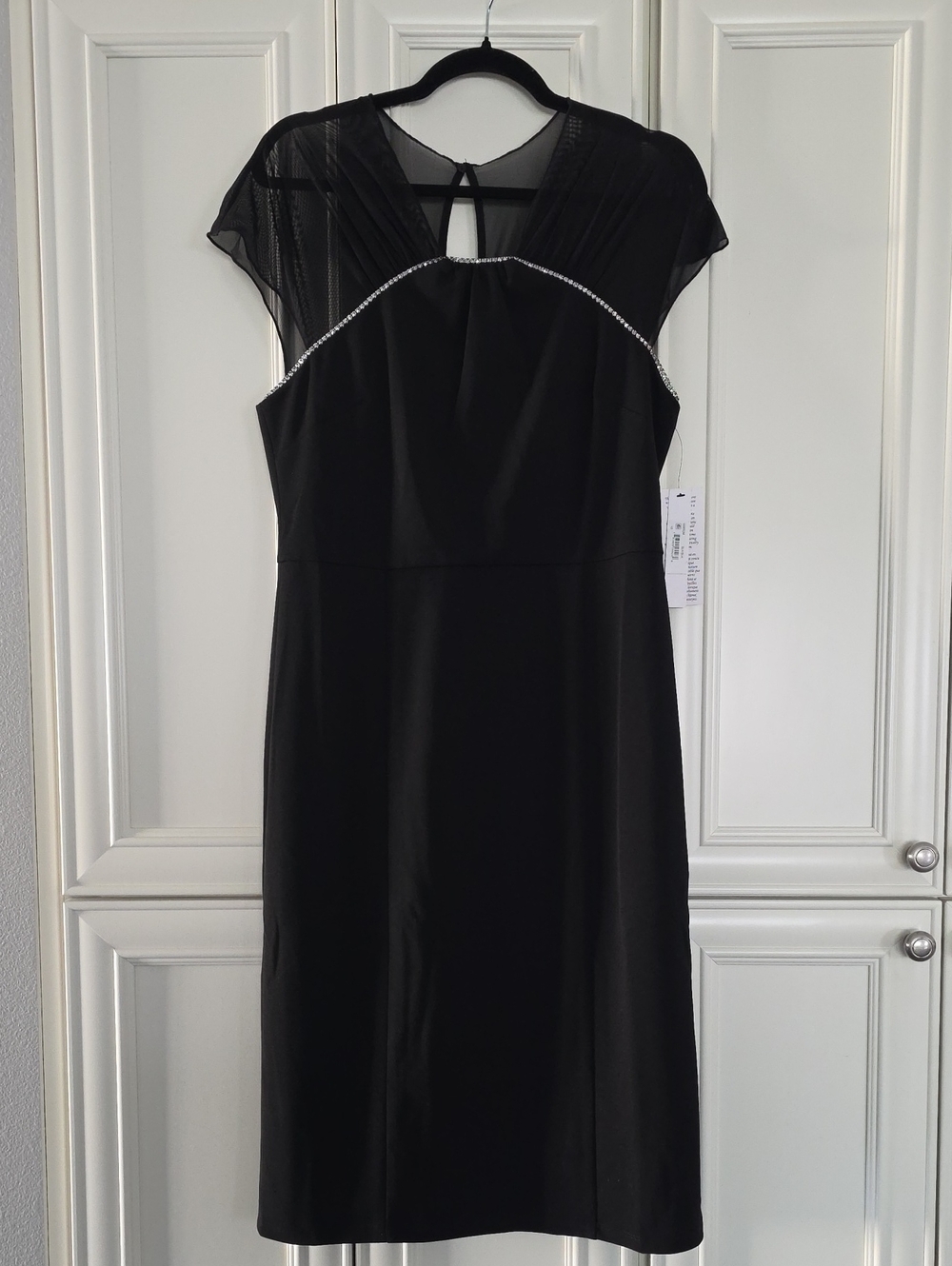 NWT MAGGY LONDON | $178 Therese Sheer Rhinestone Neck Cocktail Dress - Picture 6 of 9